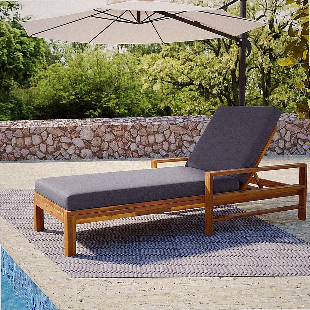 Acacia Wood Outdoor Lounge Chair (Adjustable Backrest, Garden/Terrace/Poolside)