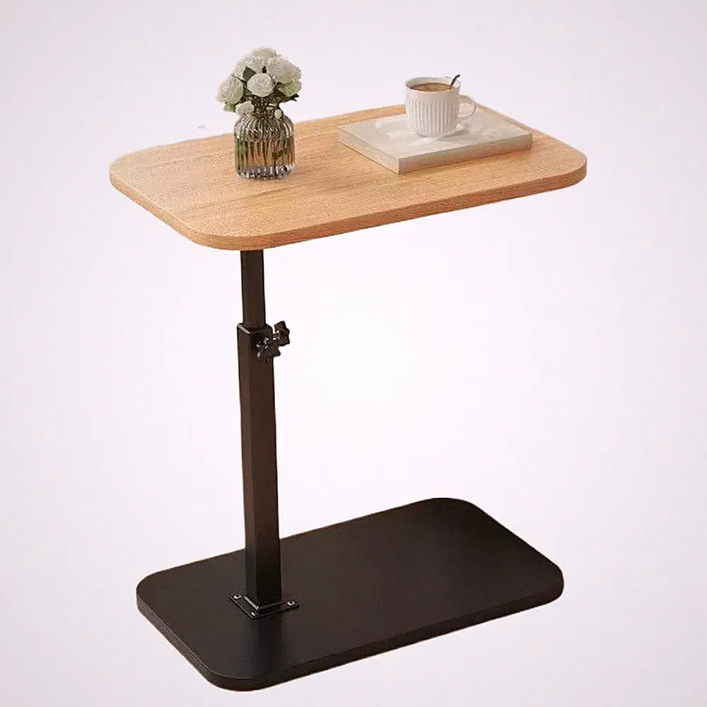 C-Shaped End Table 360°Rotating Small Side Table for Couch Sofa with Metal Frame