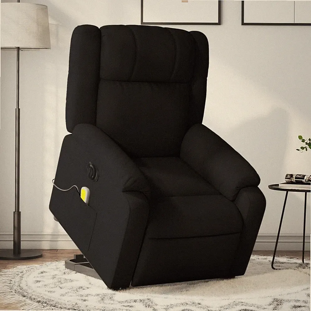 Electric Stand up Massage Recliner Chair Black Fabric