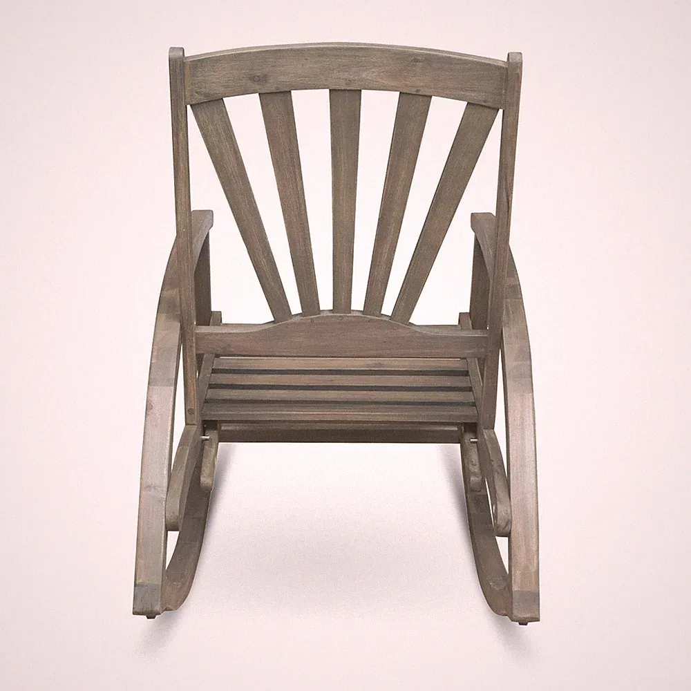 Reclining Rocking Chair with Acacia Wood Frame, Weather-Resistant