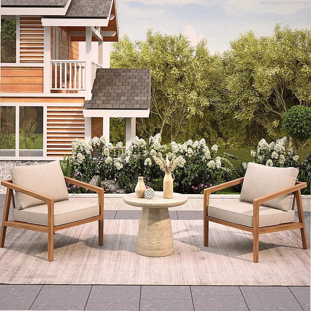Set of 2 Leland Patio Furniture Acacia Wood Club Chairs, Outdoor Lounge Chair, R