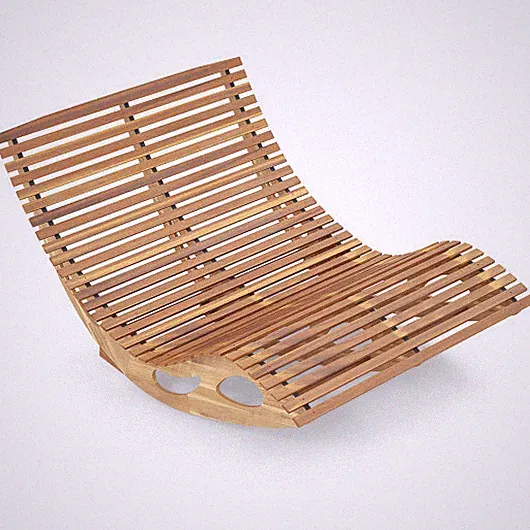 Slatted Acacia 2-Seat Patio Dual Rocker Sunbed Wood Lounger with Ergonomic Curve